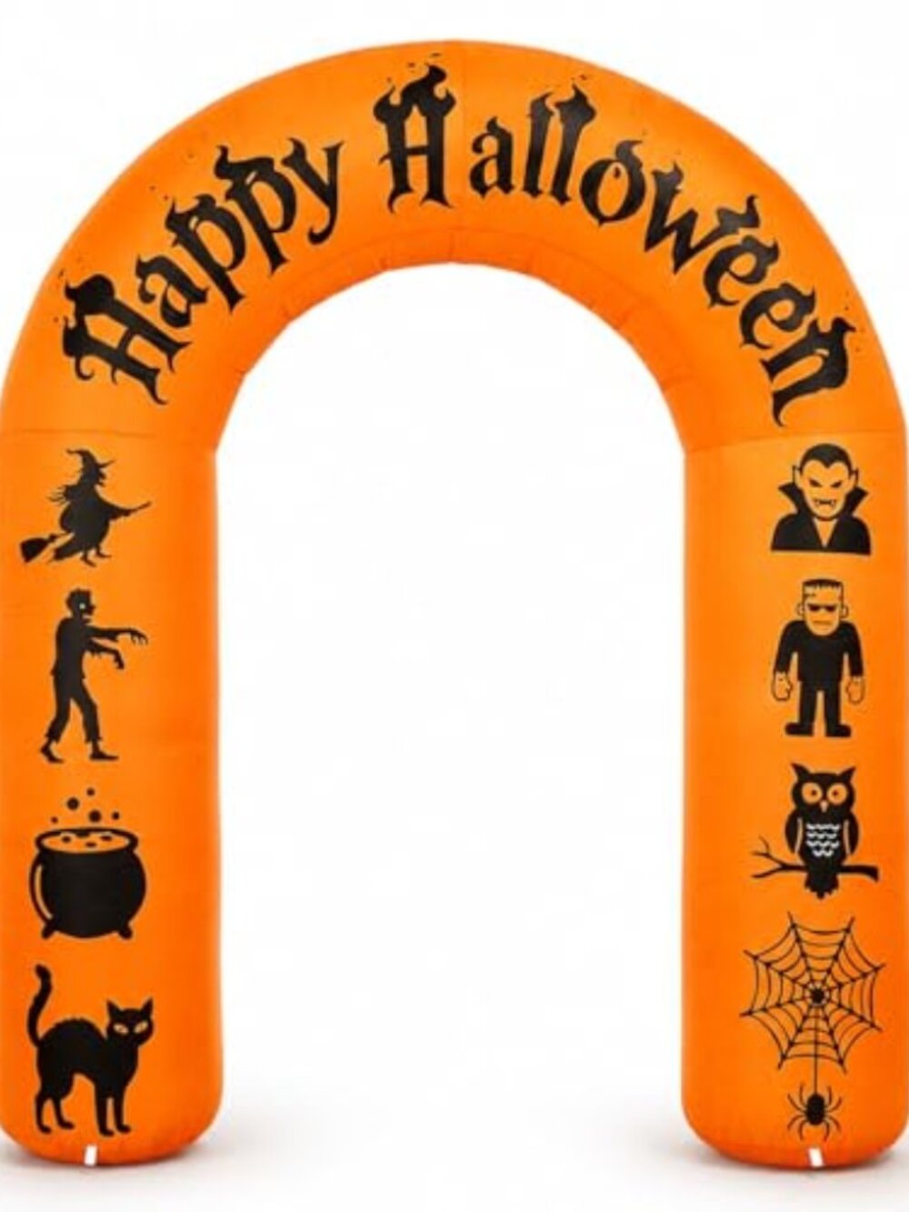 8FT Halloween Inflatable Arch with LED Lights, Orange, Happy Halloween Archway